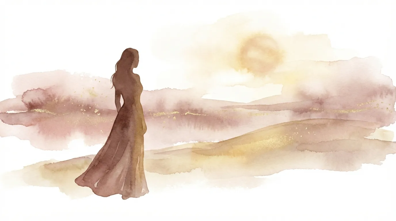 女性用風俗 30代 — 自信を取り戻した女性の水彩イラスト。穏やかで前向きな雰囲気