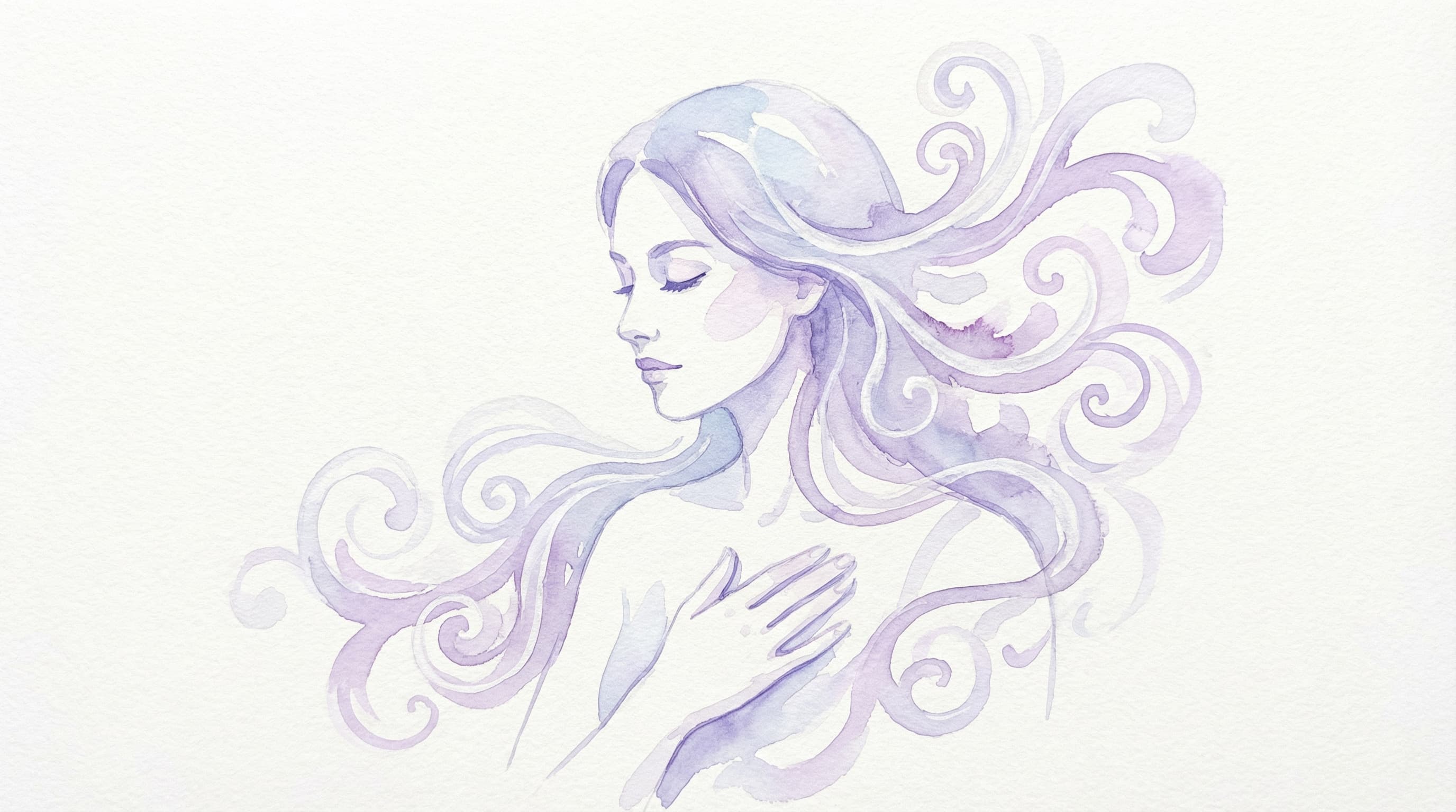 心のブレーキを外す — 目を閉じて深呼吸する女性の水彩イラスト